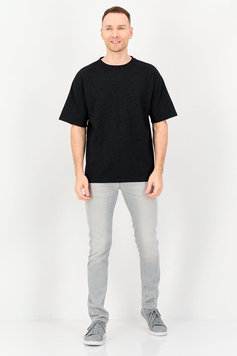 Core Elements Men Crew Neck Abstract Print Short Sleeve T-Shirt, Black - Image 4