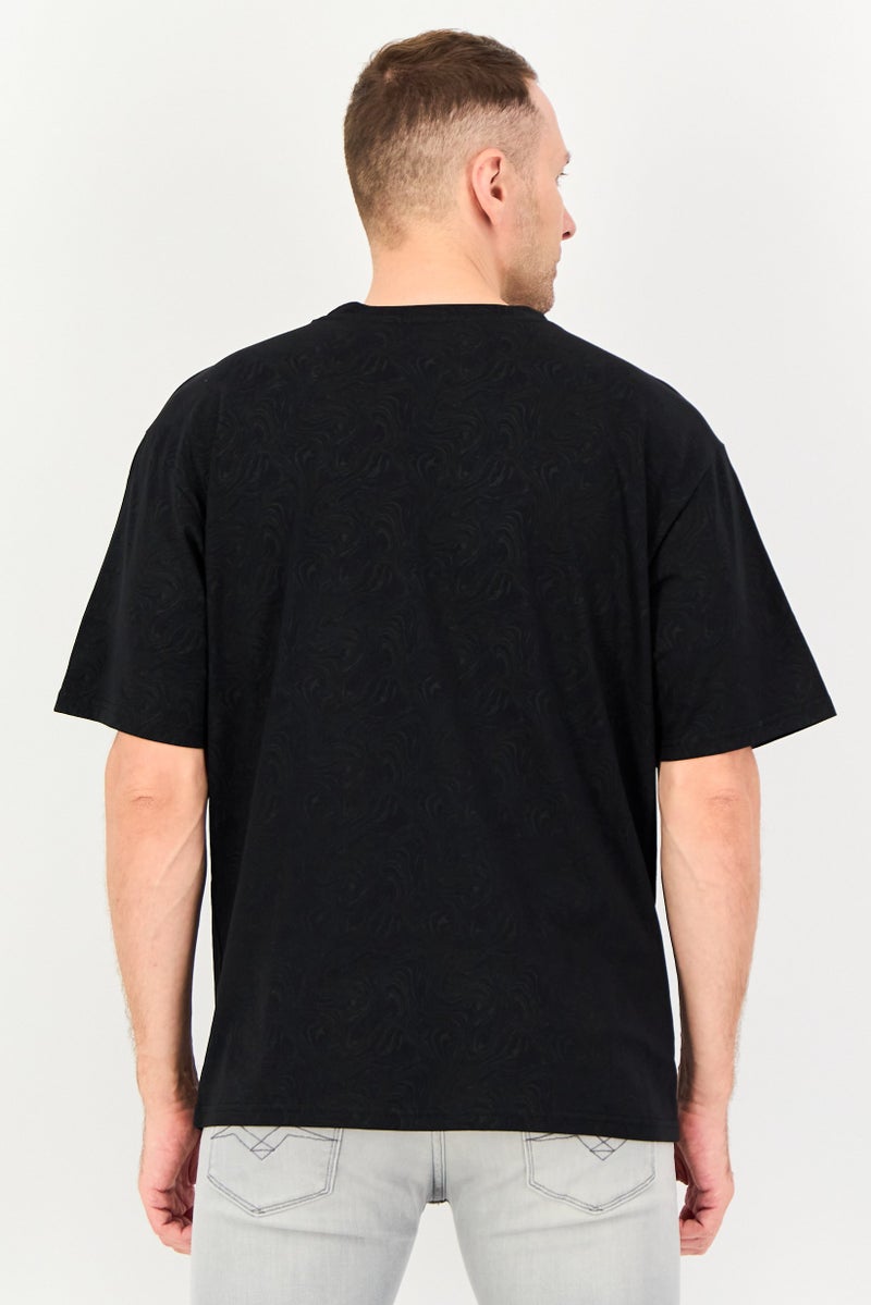 Core Elements Men Crew Neck Abstract Print Short Sleeve T-Shirt, Black - Image 3