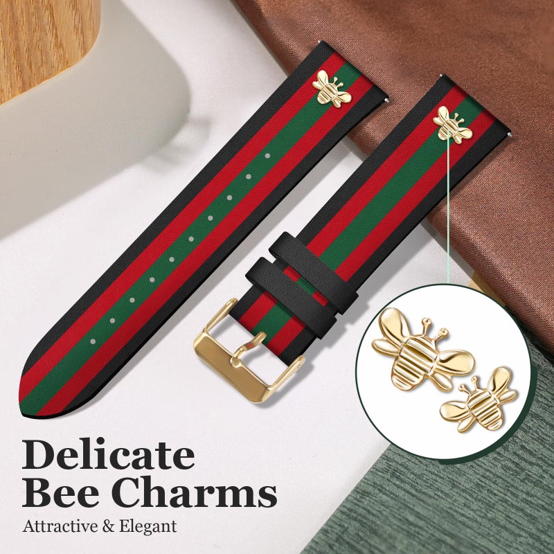 MOINSPIRE Designer Leather Bands with Charms Compatible with Samsung Galaxy Watch 7/6/5/4/Active 2 40mm 44mm/Watch 6 Classic 43mm 47mm/Watch 5 Pro 45mm/Watch 4 Classic 42mm 46mm, 20mm - Image 5
