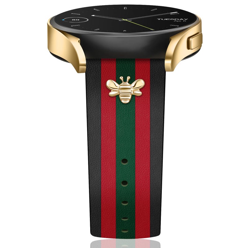 MOINSPIRE Designer Leather Bands with Charms Compatible with Samsung Galaxy Watch 7/6/5/4/Active 2 40mm 44mm/Watch 6 Classic 43mm 47mm/Watch 5 Pro 45mm/Watch 4 Classic 42mm 46mm, 20mm - Image 1