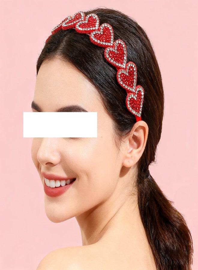 طوق رأس KTAABTR لعيد الحب، إكسسوارات شعر لطيفة، طوق شعر كريستالي لامع، طوق رأس مرصع بأحجار الراين على شكل قلب أحمر للنساء، مناسب لحفلات توديع العزوبية، وحفلات الزفاف، وحفلات التخرج، ولتزيين حفلات عيد الحب اليومية. - Image 3