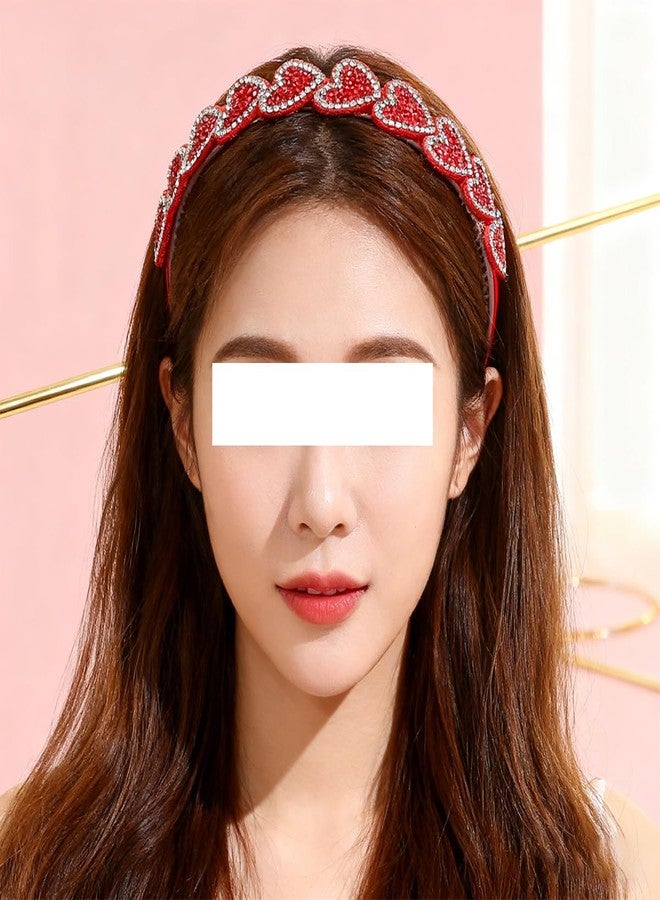 طوق رأس KTAABTR لعيد الحب، إكسسوارات شعر لطيفة، طوق شعر كريستالي لامع، طوق رأس مرصع بأحجار الراين على شكل قلب أحمر للنساء، مناسب لحفلات توديع العزوبية، وحفلات الزفاف، وحفلات التخرج، ولتزيين حفلات عيد الحب اليومية. - Image 5