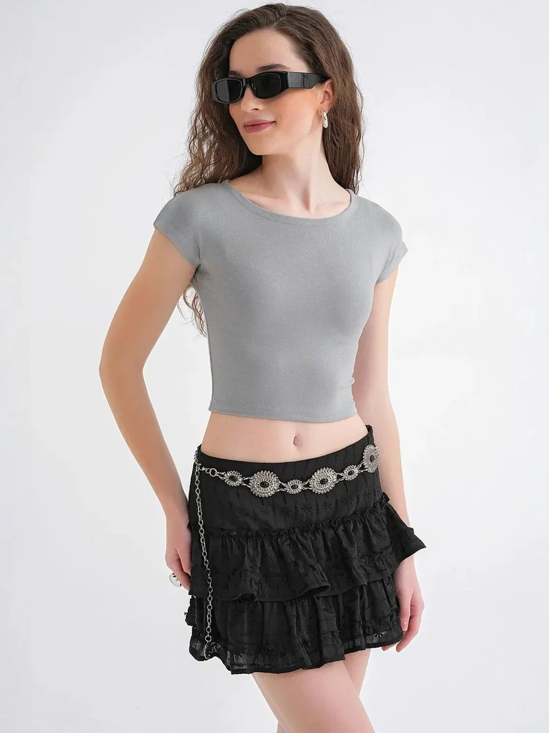 MixRay MIXRAY Slim Fit Crop T-Shirt