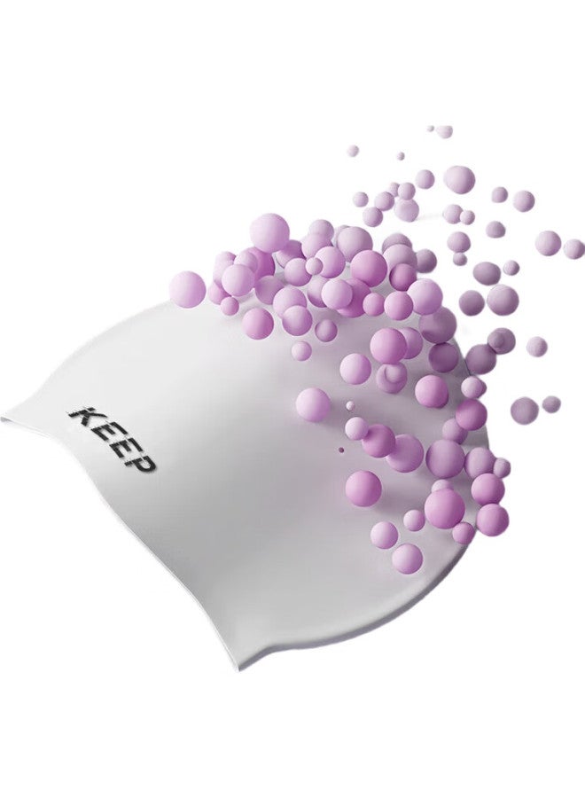 Keep قبعة السباحة Keep، قبعة سباحة مائية من السيليكون للجنسين، قبعة للبالغين ذات مرونة عالية لحماية الأذنين للشعر الطويل، 055 أزرق بحري - Image 3