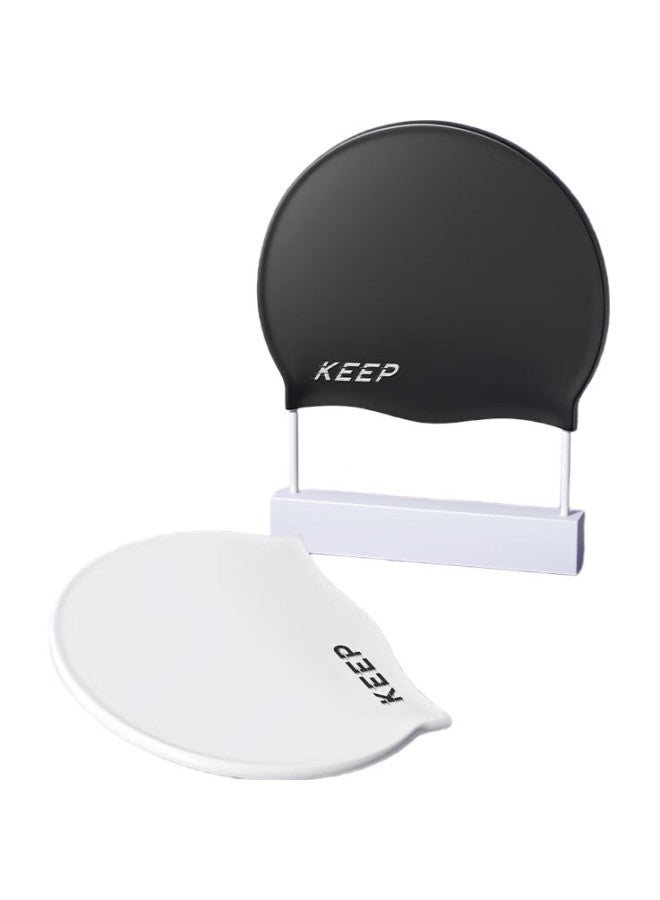 Keep قبعة السباحة Keep، قبعة سباحة مائية من السيليكون للجنسين، قبعة للبالغين ذات مرونة عالية لحماية الأذنين للشعر الطويل، 055 أزرق بحري - Image 1