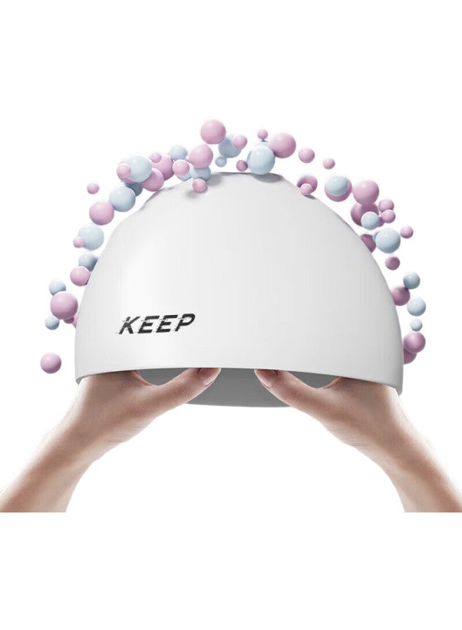 Keep قبعة السباحة Keep، قبعة سباحة مائية من السيليكون للجنسين، قبعة للبالغين ذات مرونة عالية لحماية الأذنين للشعر الطويل، 055 أزرق بحري - Image 2