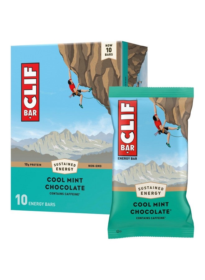 Clif Bar CLIF BAR - Cool Mint Chocolate with Caffeine - Made with Organic Oats - 10g Protein - Non-GMO - Plant Based - Energy Bars - 2.4 oz. (10 Pack)  - Image 1