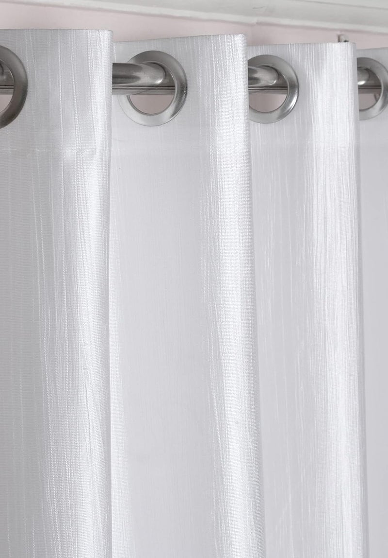 Decoholic Decoholic Faux Texture Pro Solid Durable Heavy Polyester Fabric Insulated Grommet CurtainsDrapes for BedroomLiving Room Door 7 feet 2 Panels White - Image 2