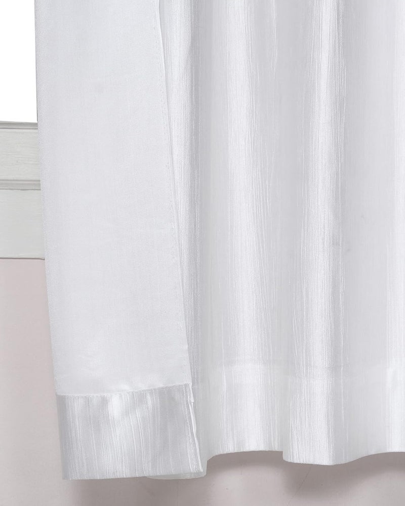 Decoholic Decoholic Faux Texture Pro Solid Durable Heavy Polyester Fabric Insulated Grommet CurtainsDrapes for BedroomLiving Room Door 7 feet 2 Panels White - Image 3