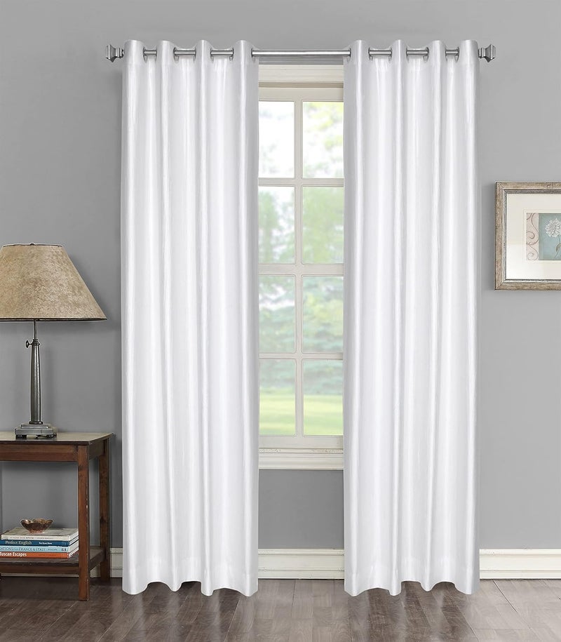 Decoholic Decoholic Faux Texture Pro Solid Durable Heavy Polyester Fabric Insulated Grommet CurtainsDrapes for BedroomLiving Room Door 7 feet 2 Panels White - Image 1