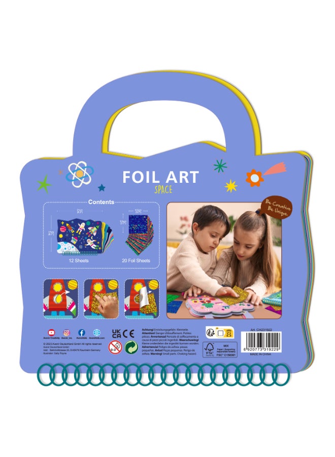 Avenir Foil Art - Space Multicolour | Easy, mess-free and fun! Convenient carry handle and beautiful illustrations | Peel off the stickers | Convenient carry handle  | Ages 3+ - Image 4