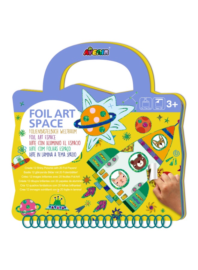 Avenir Foil Art - Space Multicolour | Easy, mess-free and fun! Convenient carry handle and beautiful illustrations | Peel off the stickers | Convenient carry handle  | Ages 3+ - Image 1