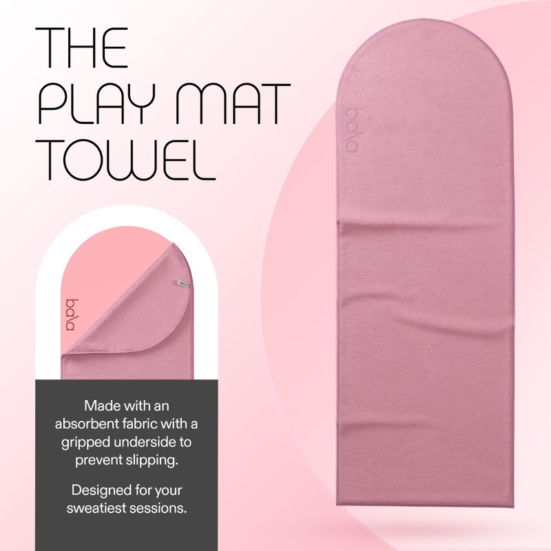 Bala Play Mat Towel, Blush - Non-Slip Absorbent Gym Towels Designed for Sweat, Hot Yoga, Pilates & Core Training Workouts - Fitness & Exercise Gear Essentials for Working Out - Men & Women - Image 2