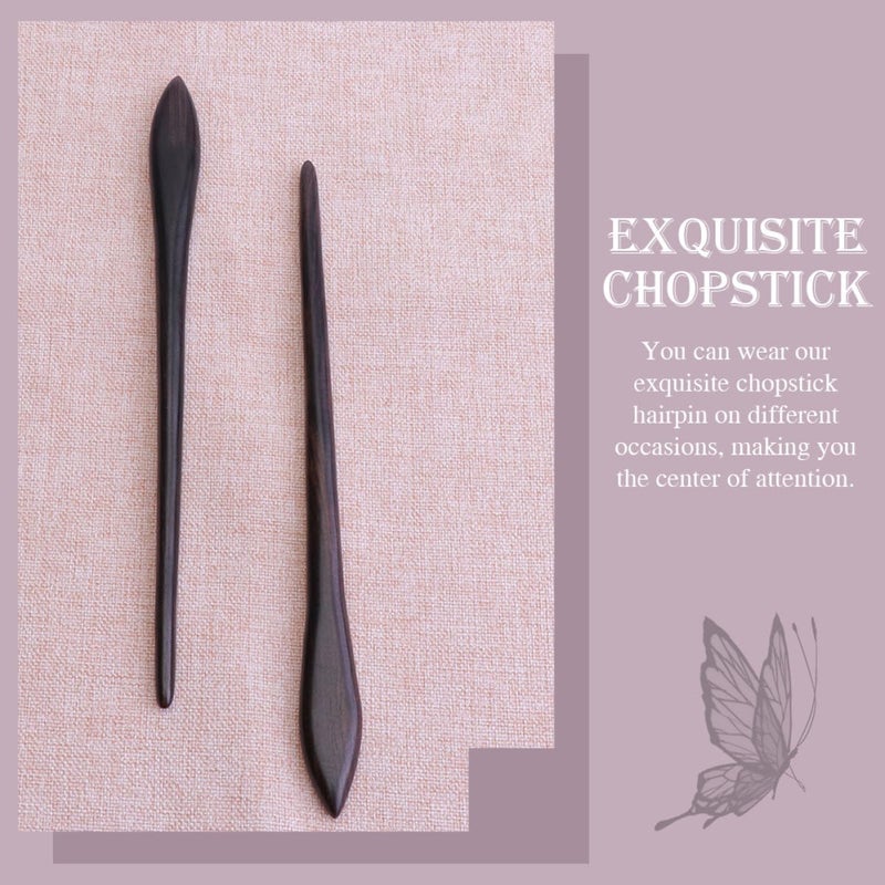 Retro Blackwood Hair Sticks Handmade Chinese Hairpins For Women Bun Styling - Image 5