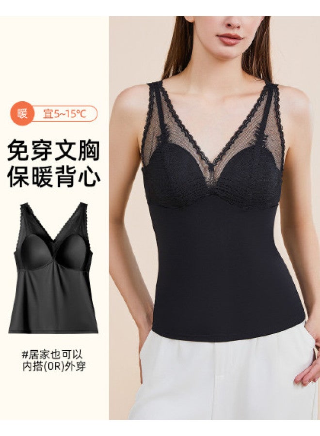 Fenton thermal Warmth V-neck Camisole With Built-in Bra - Women's Layering Tank Top - Image 1