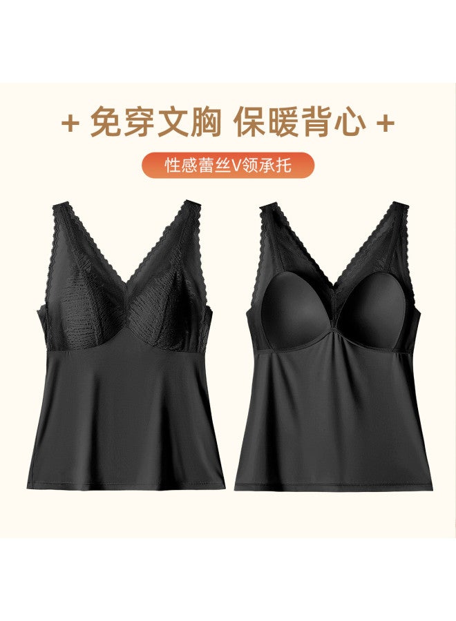Fenton thermal Warmth V-neck Camisole With Built-in Bra - Women's Layering Tank Top - Image 3