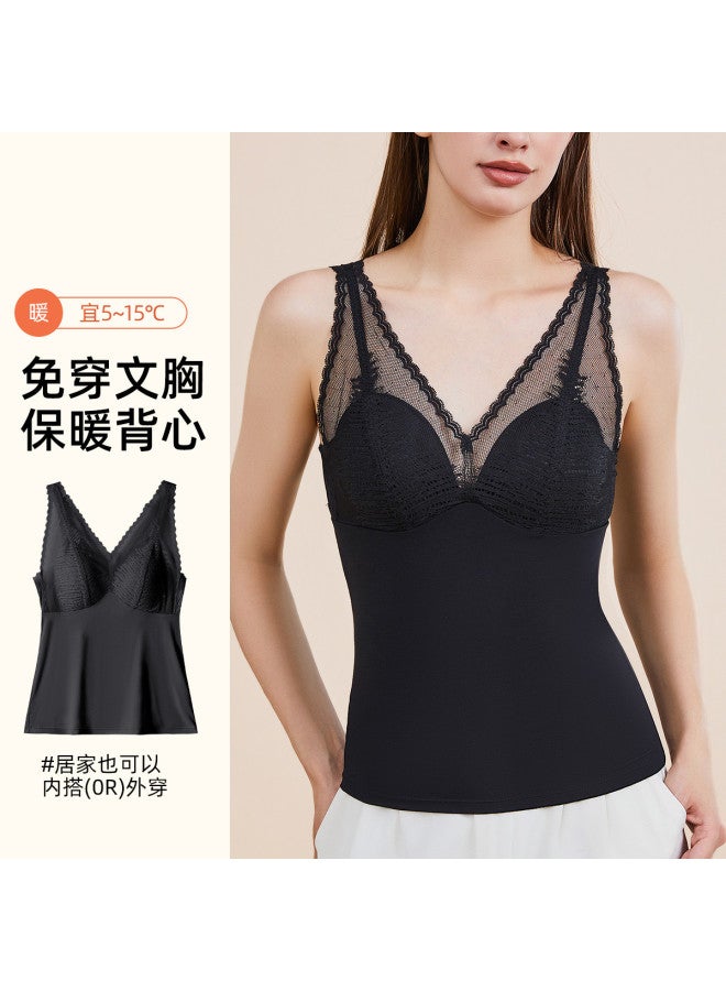 Fenton thermal Warmth V-neck Camisole With Built-in Bra - Women's Layering Tank Top - Image 2