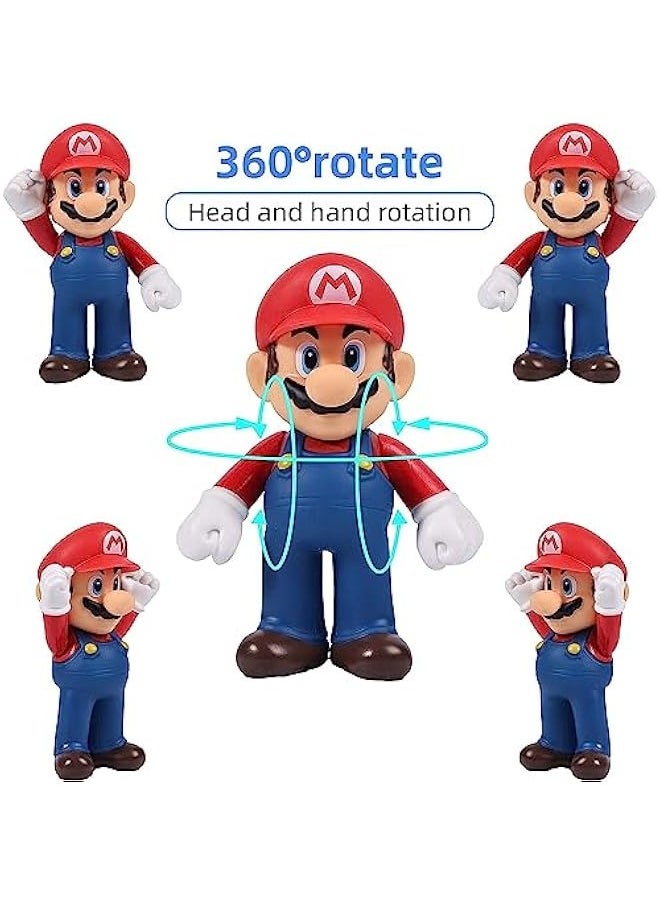 DURKU Set of 6 Mario Figures - Mario & Luigi, Yoshi & Mario Bros Action Figures, PVC Toy Figurines  - Image 4