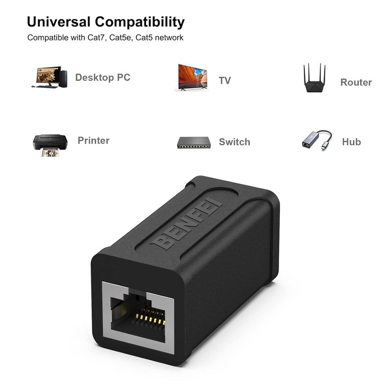 Benfei موصل RJ45 متصل، عبوة 5 قطع موصل إيثرنت أنثوي إلى أنثوي Cat7 Cat6 Cat5e - Image 5