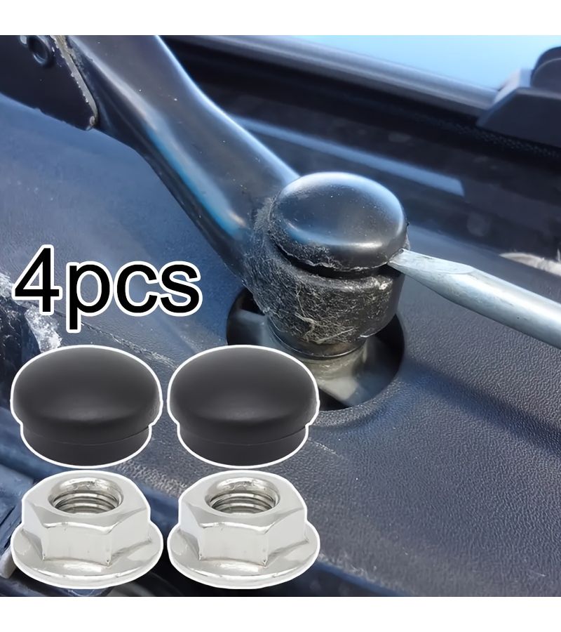 4pcs Wiper Arm Nut Cover Screw Kit No Wiring Required Front Wiper Replacement Parts - Image 3