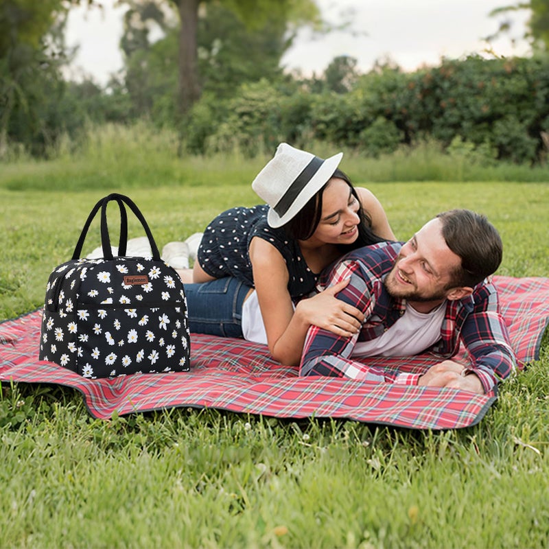 Baglemon Insulated Lunch Bag for Women Men, Lunch Containers Reusable High Capacity Lunch Tote Bags for Work Picnic (Blackdaisy) - Image 5