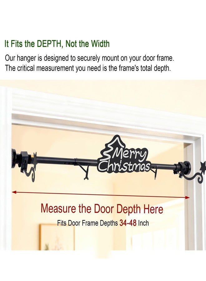Ridota Christmas Garland Hanger for Front Door Adjustable 34-48 Inch, Over The Door No Drill Garland Holder with Heavy Duty 22lb Capacity, Includes Merry Christmas Sign for Outdoor Holiday Decor - Image 3