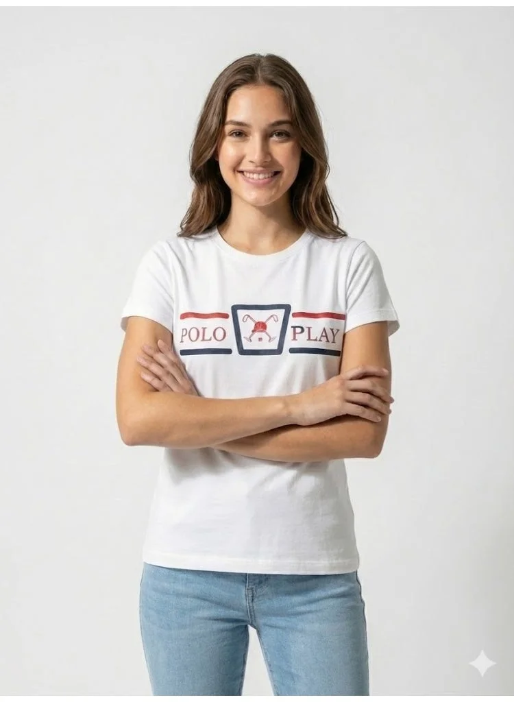 Polo Play Ladies Graphic T-shirt -WHITE
