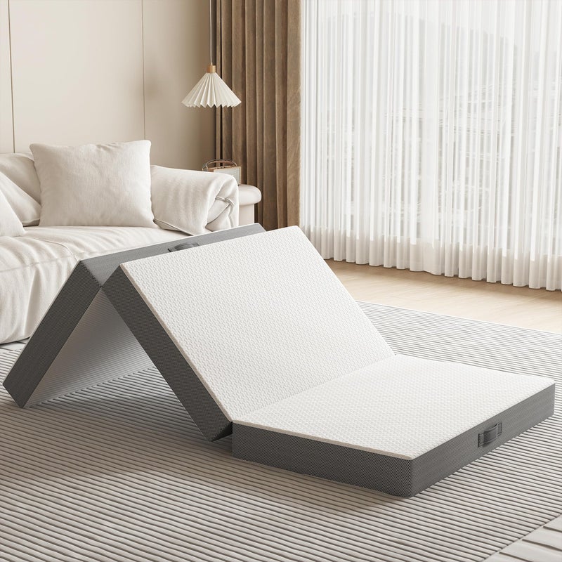 Swbvs Tri-Fold Memory Foam Mattress, 6 inch Single Folding with Washable Covers, Reversible Design, Foldable Topper for Travel&Guests, 75"Ã—25"Ã—6" - Image 1