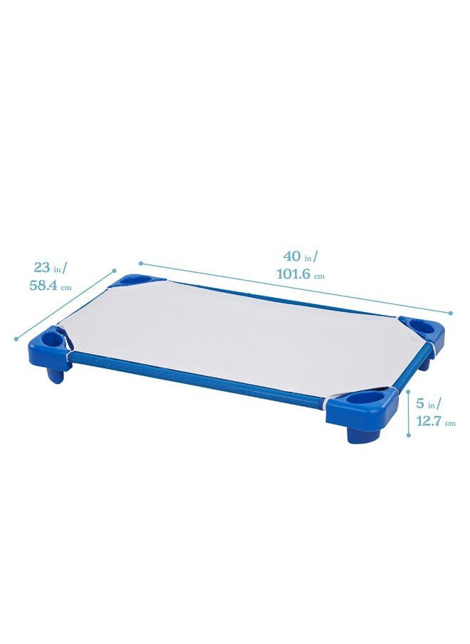 ECR4Kids Stackable Kiddie Cot with Sheet, Ready-to-Assemble, Toddler Size, Classroom Furniture, Blue, 6-Pack  - Image 2
