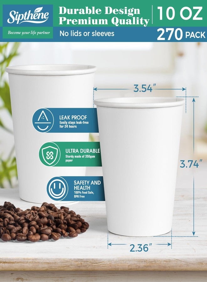 Sipthene 270 Pack 10 oz Disposable Paper Coffee Cups, White Paper Cups for Coffee and Water, Hot Drinking Cups for Party, Home, and Office - Image 2