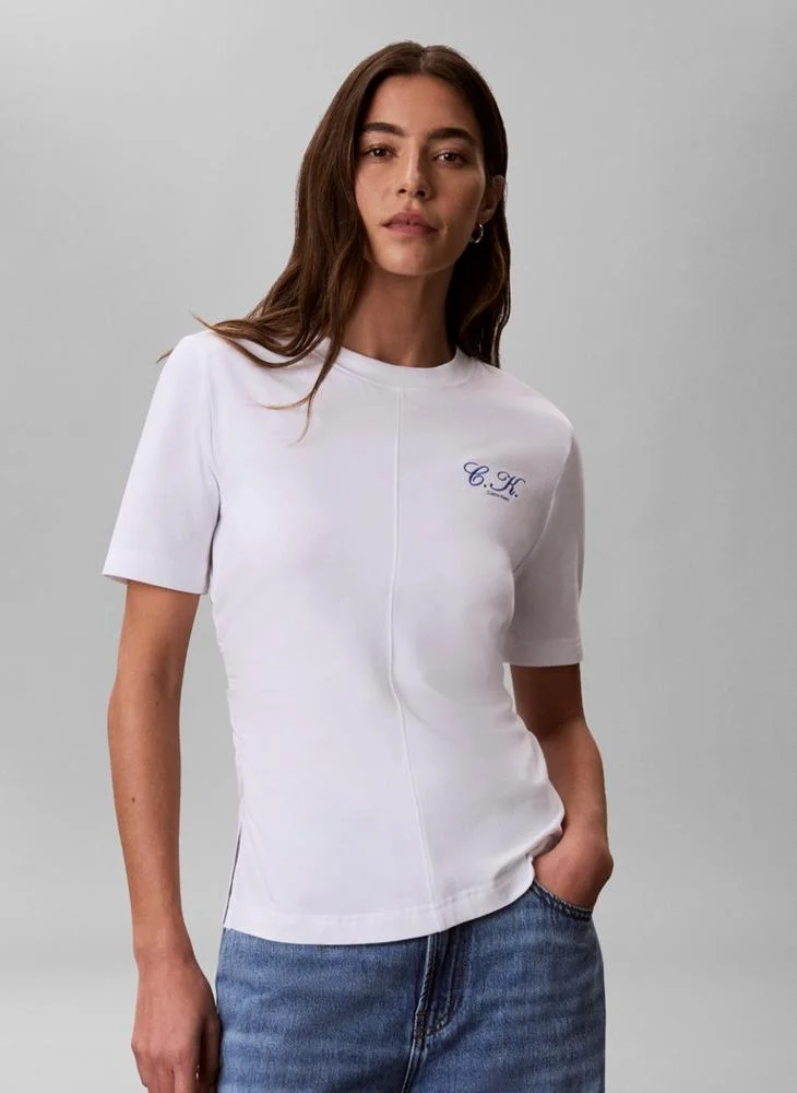Ruched Slim Monogram T-Shirt