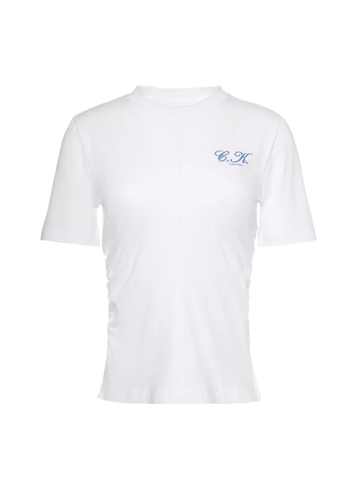 Calvin Klein Jeans  Ruched Slim Monogram T-Shirt for Women | Best Price UAE