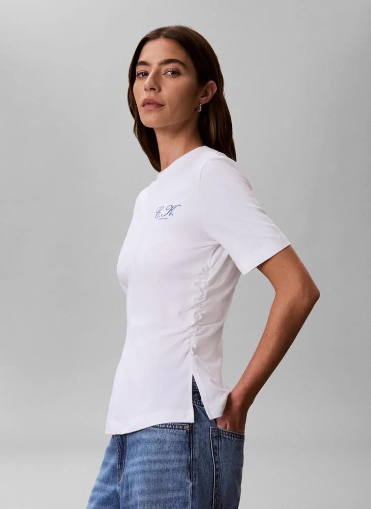 Calvin Klein Jeans  Ruched Slim Monogram T-Shirt for Women | Best Price UAE