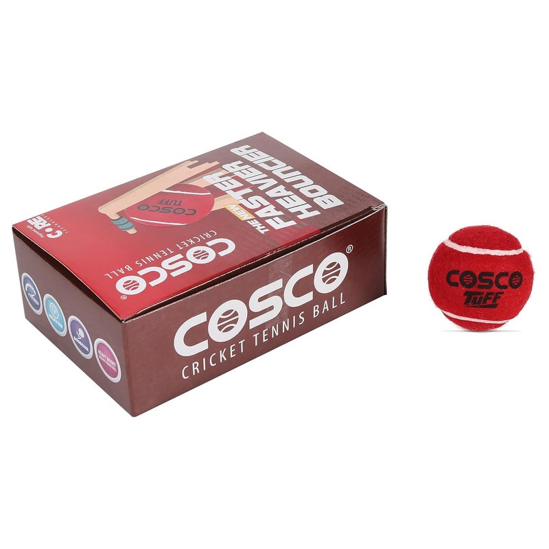 COSCO Cotton Tuff Cricket Tennis Ball (Pack of 6, Red) - Image 4