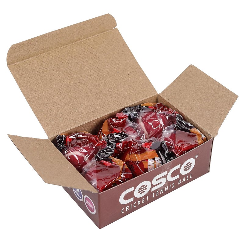 COSCO Cotton Tuff Cricket Tennis Ball (Pack of 6, Red) - Image 5