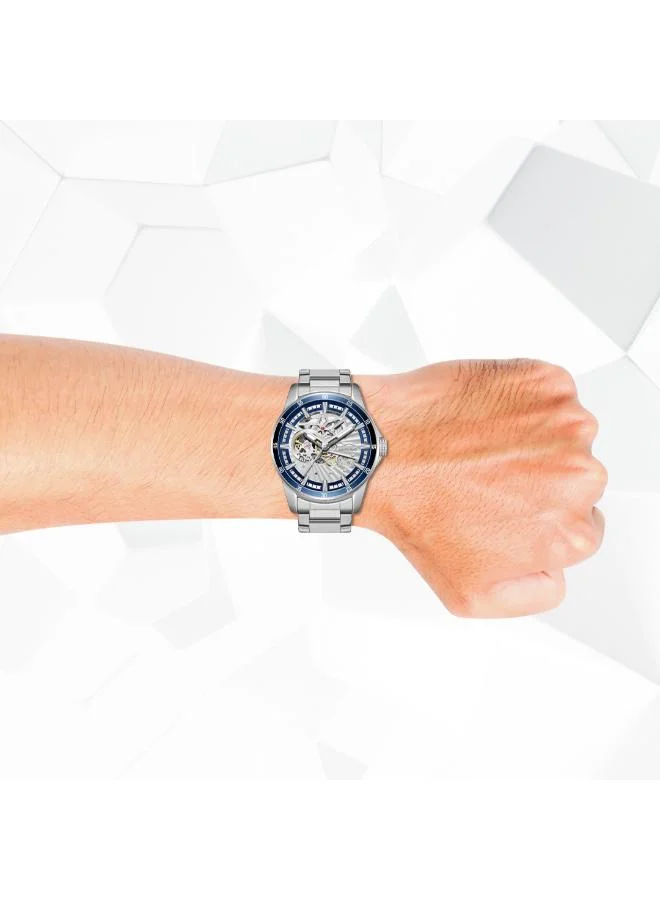 Slazenger Men's Automatic  Display Watch With Silver Metal Strap - SL.9.2413.1.04