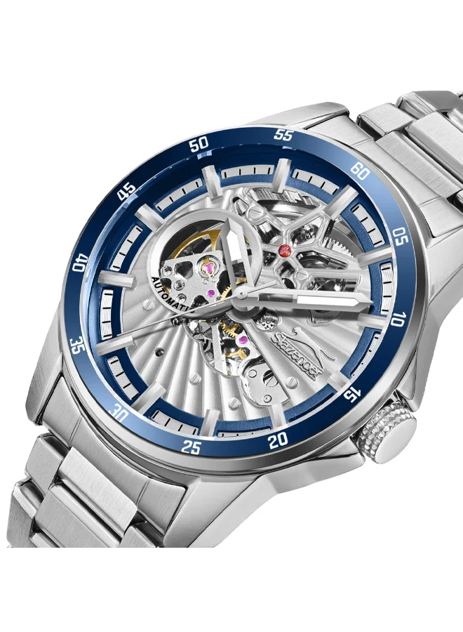 Slazenger Men's Automatic  Display Watch With Silver Metal Strap - SL.9.2413.1.04