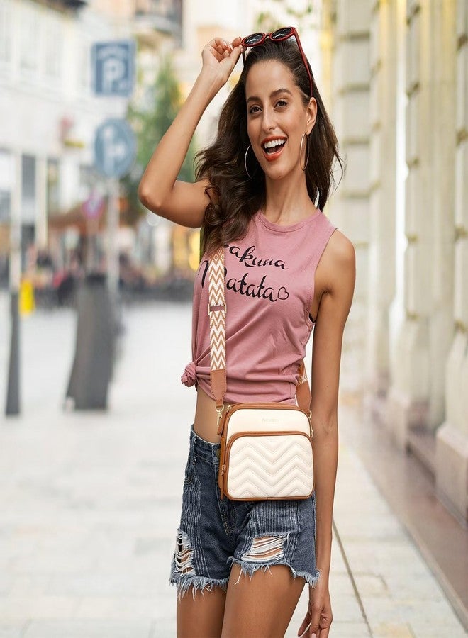 Peacocktion Crossbody Bags for Women Travel Quilted Vegan Leather Small Cross Body Purses Shoulder Handbags with Wide Strap White - Image 5