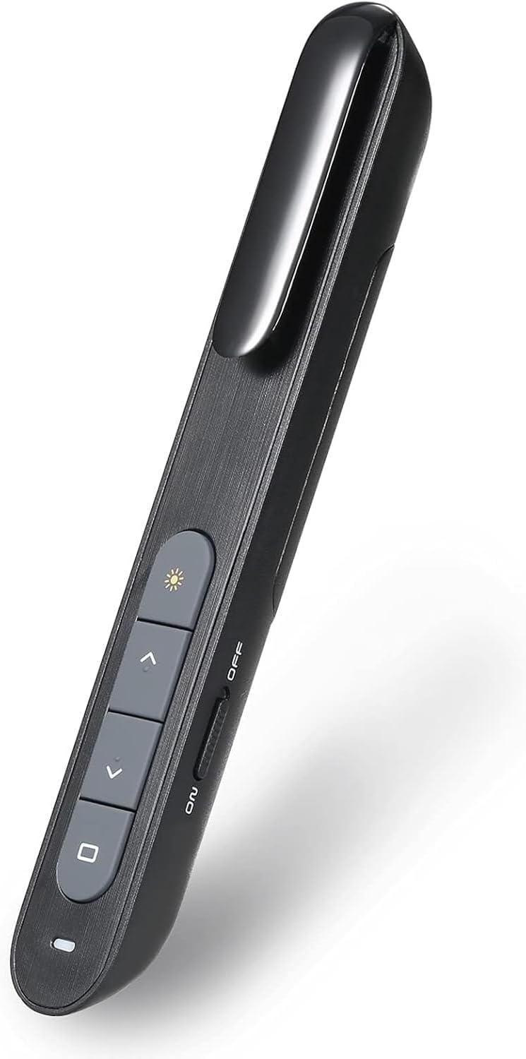 Foloose 2.4GHz Wireless Powerpoint Presenter Presentation Pointer PPT Clicker with USB Receiver 100 Meters Remote Control Compatible with Windows Android Mac OS for Meeting Teaching Training Lecture - Image 1