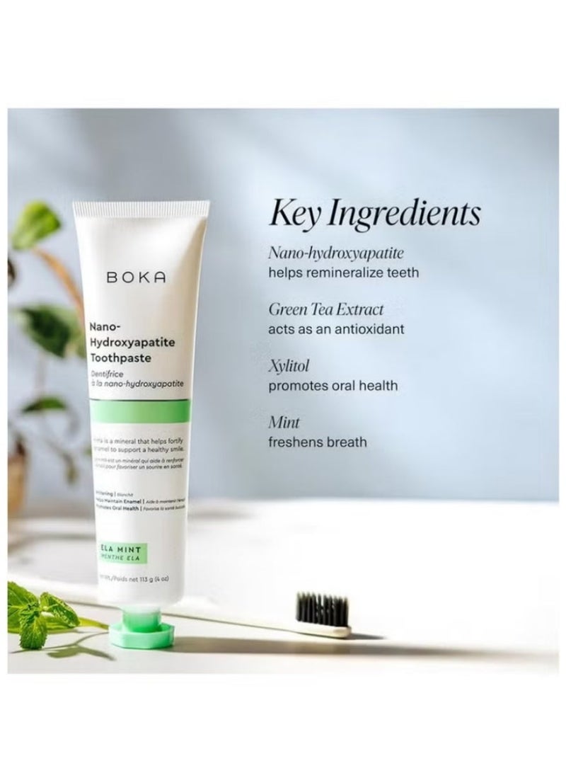 Boka Ela Mint Natural Whitening Toothpaste Pack of 2 Fluoride Free Nano Hydroxyapatite Daily Oral Care for Sensitive Teeth Adults Kids Home Travel 113ml - Image 2