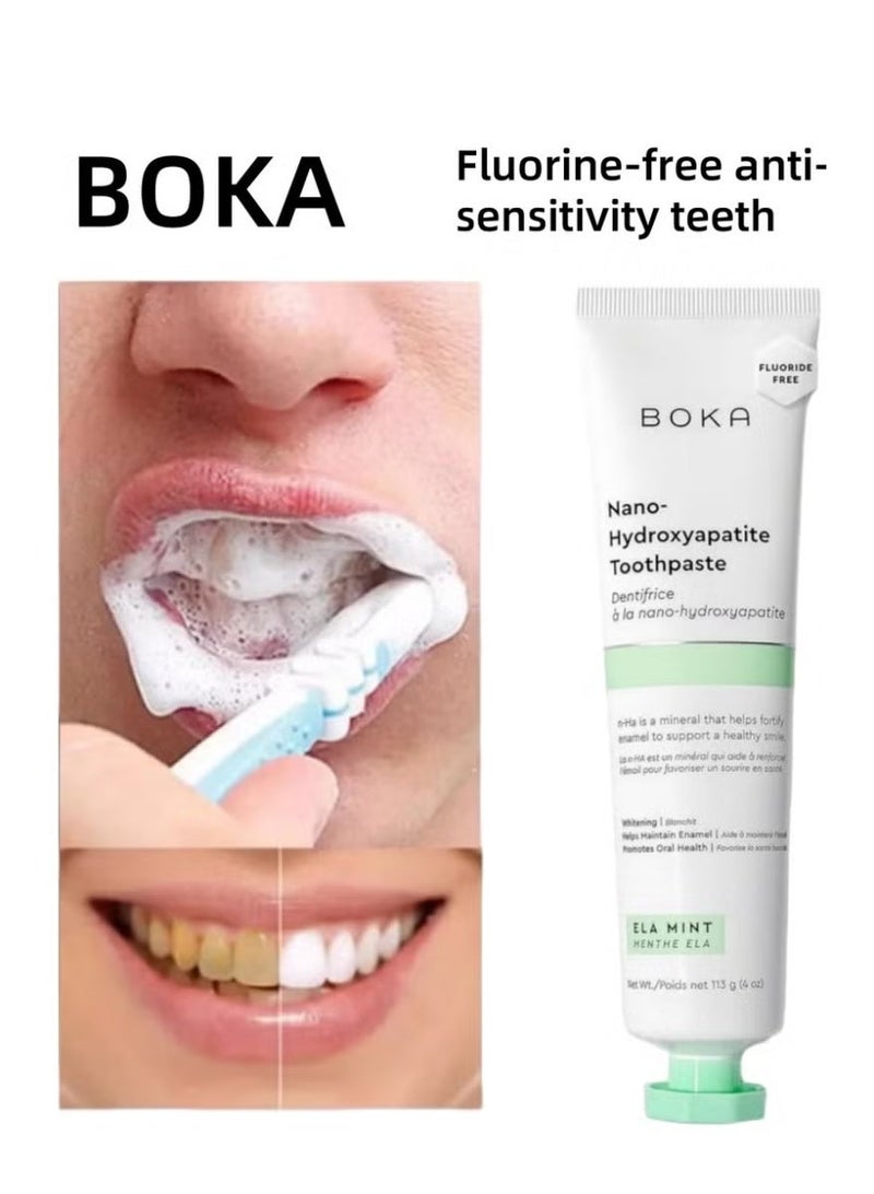 Boka Ela Mint Natural Whitening Toothpaste Pack of 2 Fluoride Free Nano Hydroxyapatite Daily Oral Care for Sensitive Teeth Adults Kids Home Travel 113ml - Image 5