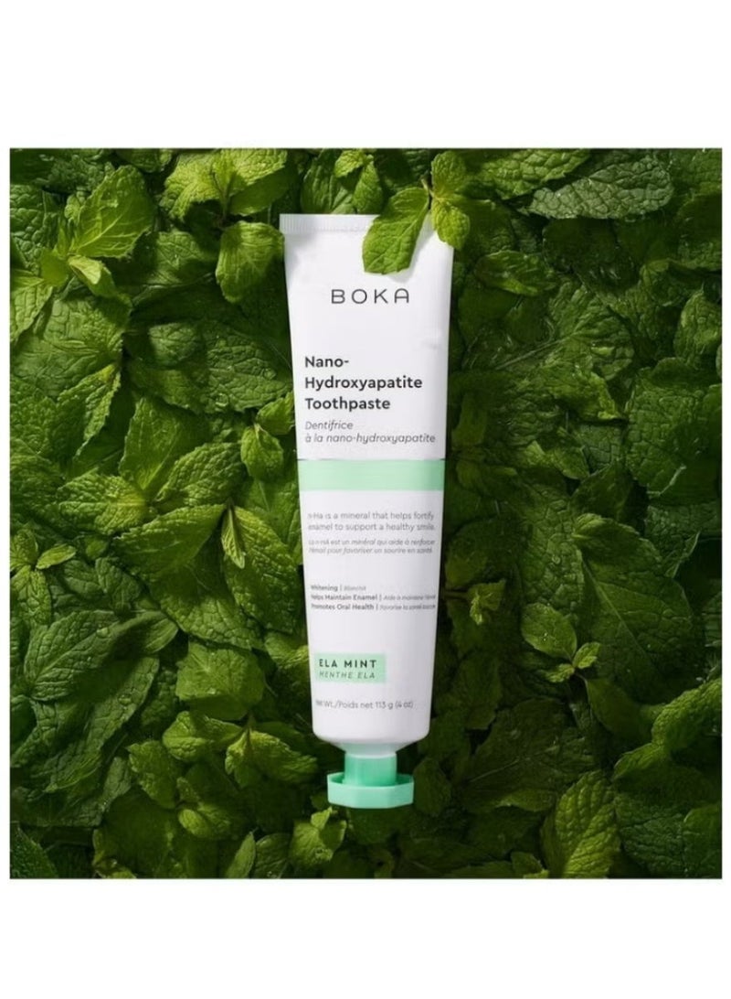 Boka Ela Mint Natural Whitening Toothpaste Pack of 2 Fluoride Free Nano Hydroxyapatite Daily Oral Care for Sensitive Teeth Adults Kids Home Travel 113ml - Image 4