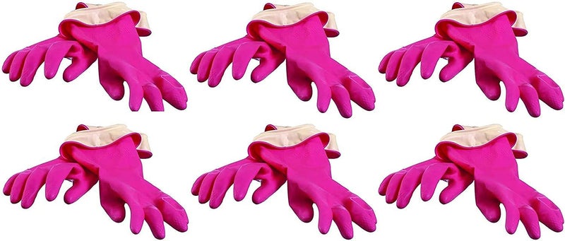 Casabella Casabella Premium Waterblock Cleaning Gloves  6 Pair 12 Gloves Pink  Large 