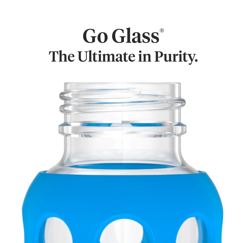 Lifefactory 9-Ounce Glass Baby Bottle with Protective Silicone Sleeve and Stage 2 Nipple Cobalt Blue (LF110008C4) - Image 3