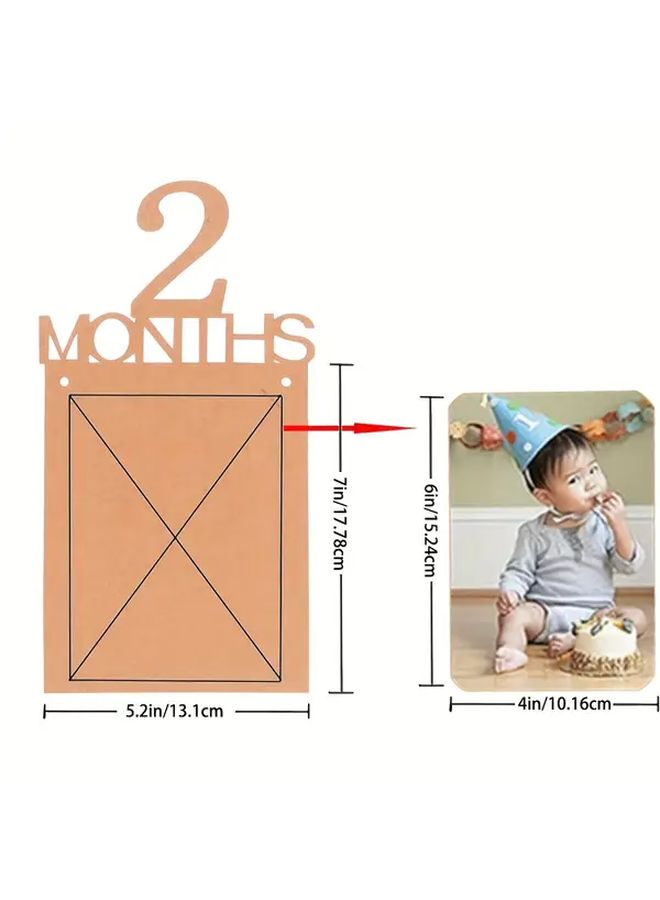 1st Birthday Old 12 Months Wood Color Banner First Birthday Decorations Printed Photo Nursery Decor Supplies Photo Frame - Image 3