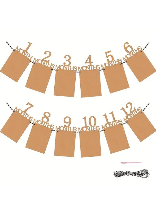1st Birthday Old 12 Months Wood Color Banner First Birthday Decorations Printed Photo Nursery Decor Supplies Photo Frame - Image 5