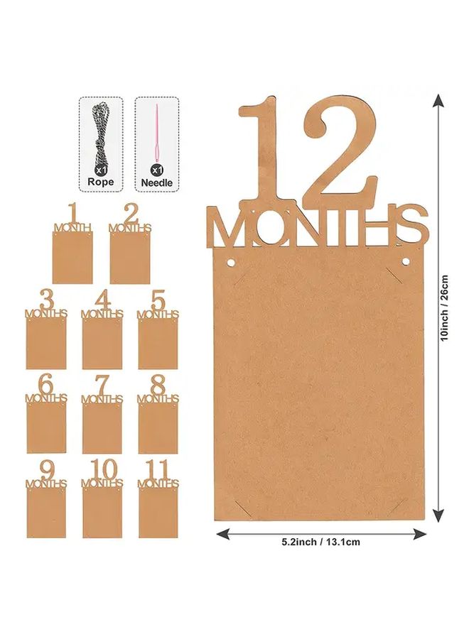1st Birthday Old 12 Months Wood Color Banner First Birthday Decorations Printed Photo Nursery Decor Supplies Photo Frame - Image 4