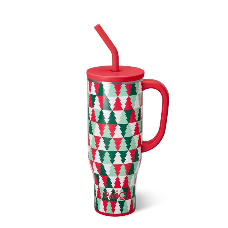 Swig Life 30oz Mega Mug 30oz Tumbler with Handle and Straw Large Insulated Tumblers Cup Holder Friendly Travel Mug Stainless Steel 30 oz Tumbler Reusable Insulated Water Bottle Perfect Pines - Image 2