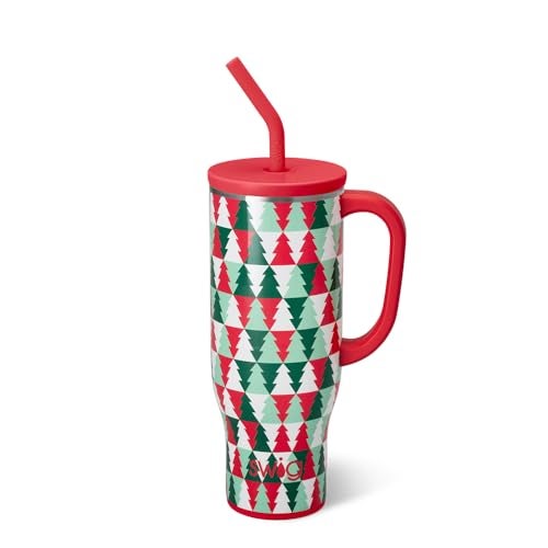 Swig Life 30oz Mega Mug 30oz Tumbler with Handle and Straw Large Insulated Tumblers Cup Holder Friendly Travel Mug Stainless Steel 30 oz Tumbler Reusable Insulated Water Bottle Perfect Pines - Image 1
