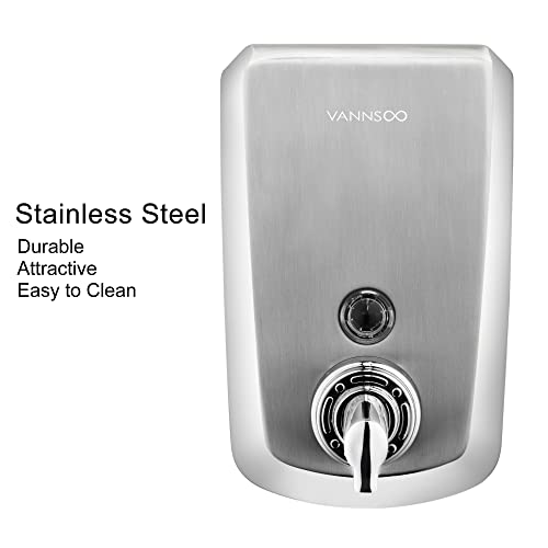 VANNSOO Commercial Wall Mount Stainless Steel Foam Soap Dispenser, 40 oz (1200ml) Industrial Refillable Foaming Hand Sanitizer Dispensers for Bathroom and Kitchen Brushed - Image 2